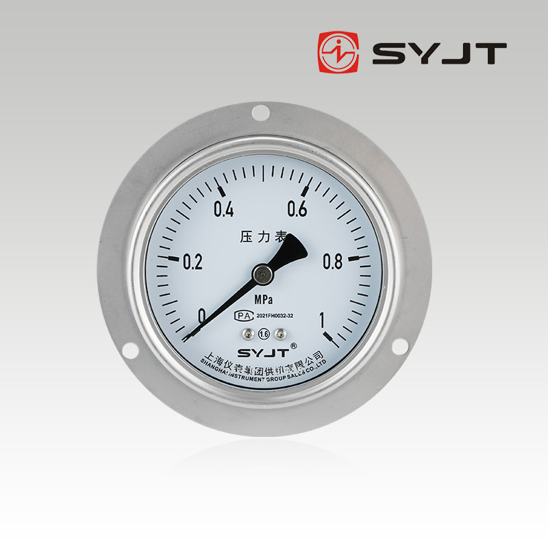 Y-103BF軸向帶邊（biān）不鏽（xiù）鋼壓力表